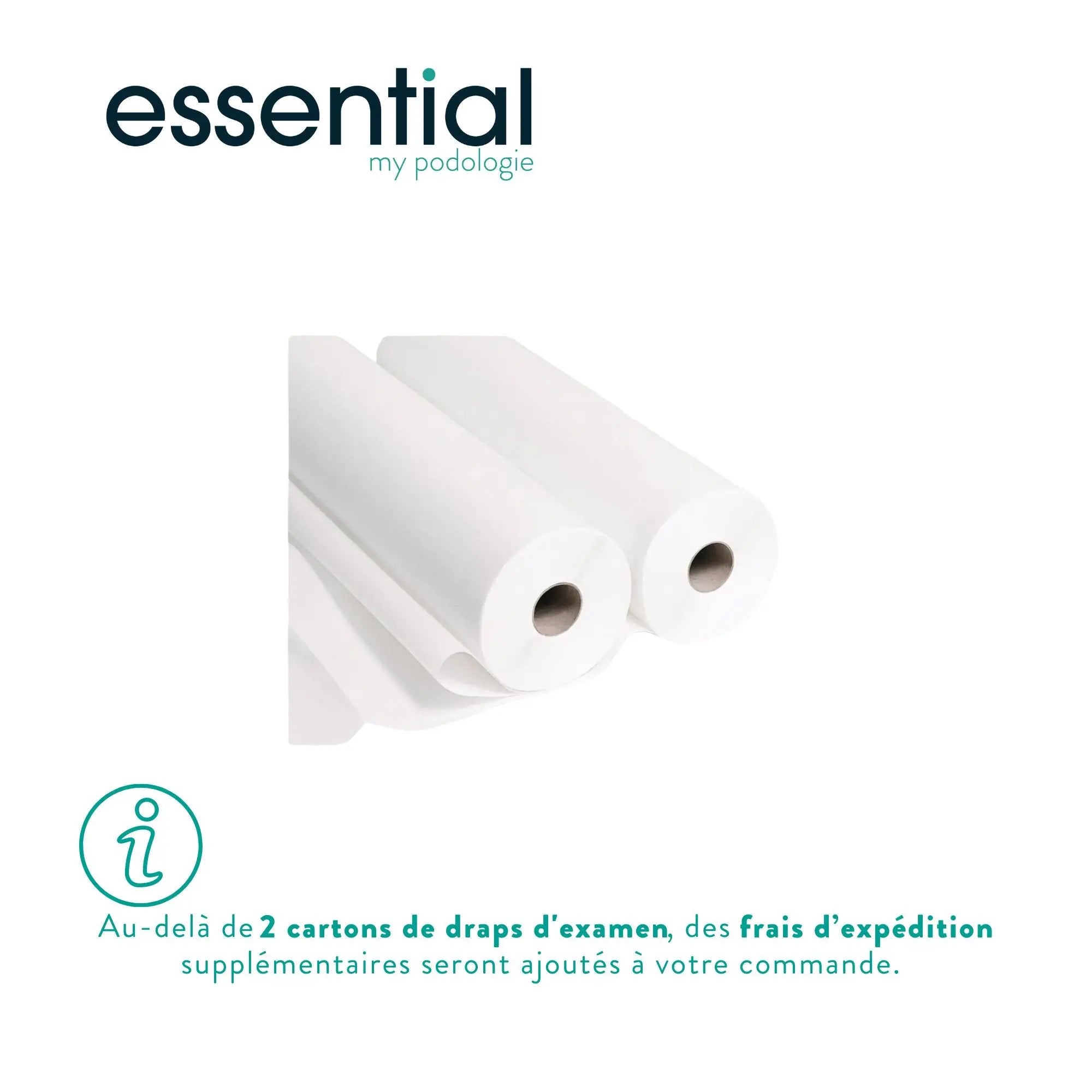 12 rouleaux Draps d'examen blancs - 150 formats - 2 Plis lisses Essential 