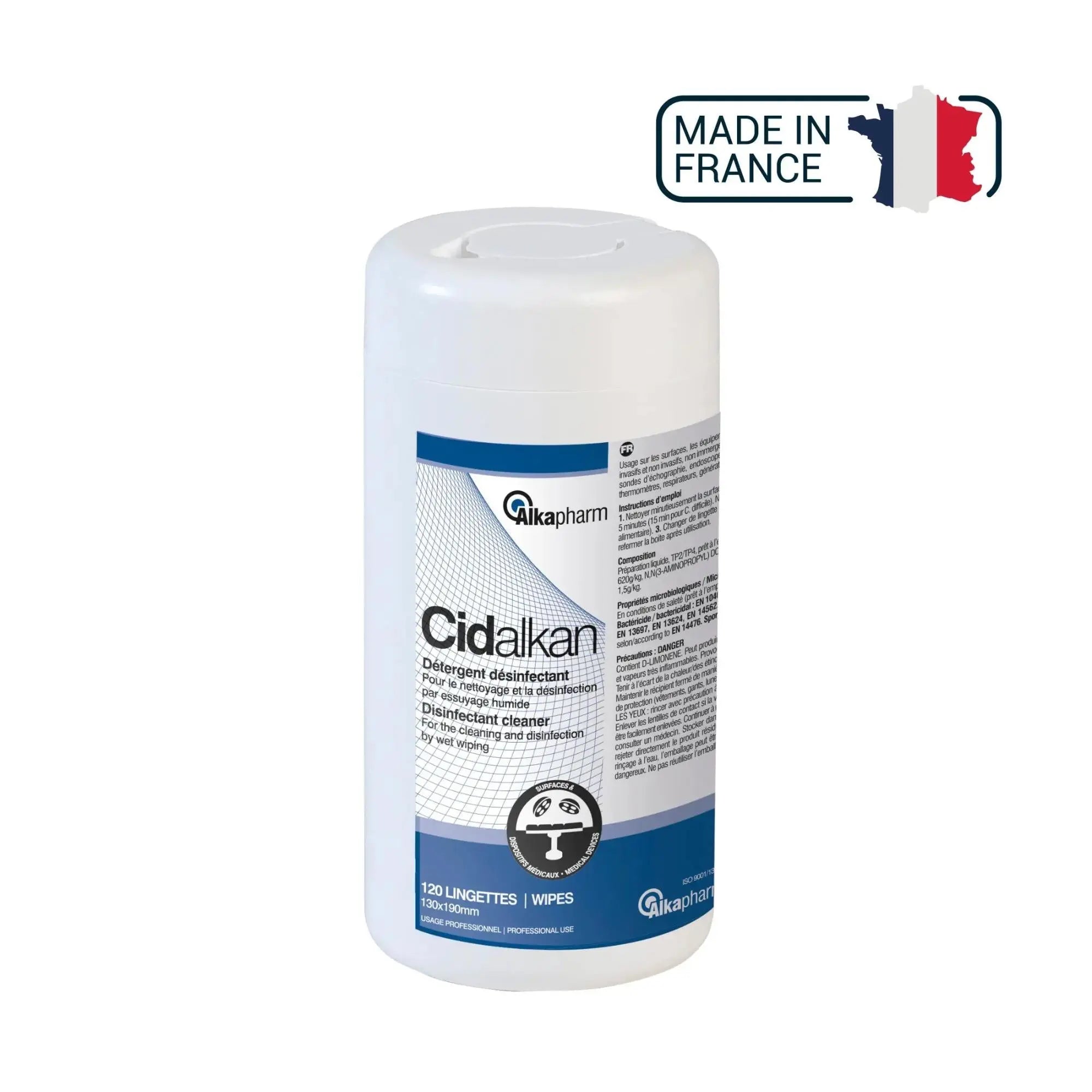 Cidalkan - Disinfection of surfaces, equipment and medical devices - 120 wipes - Alkapharm