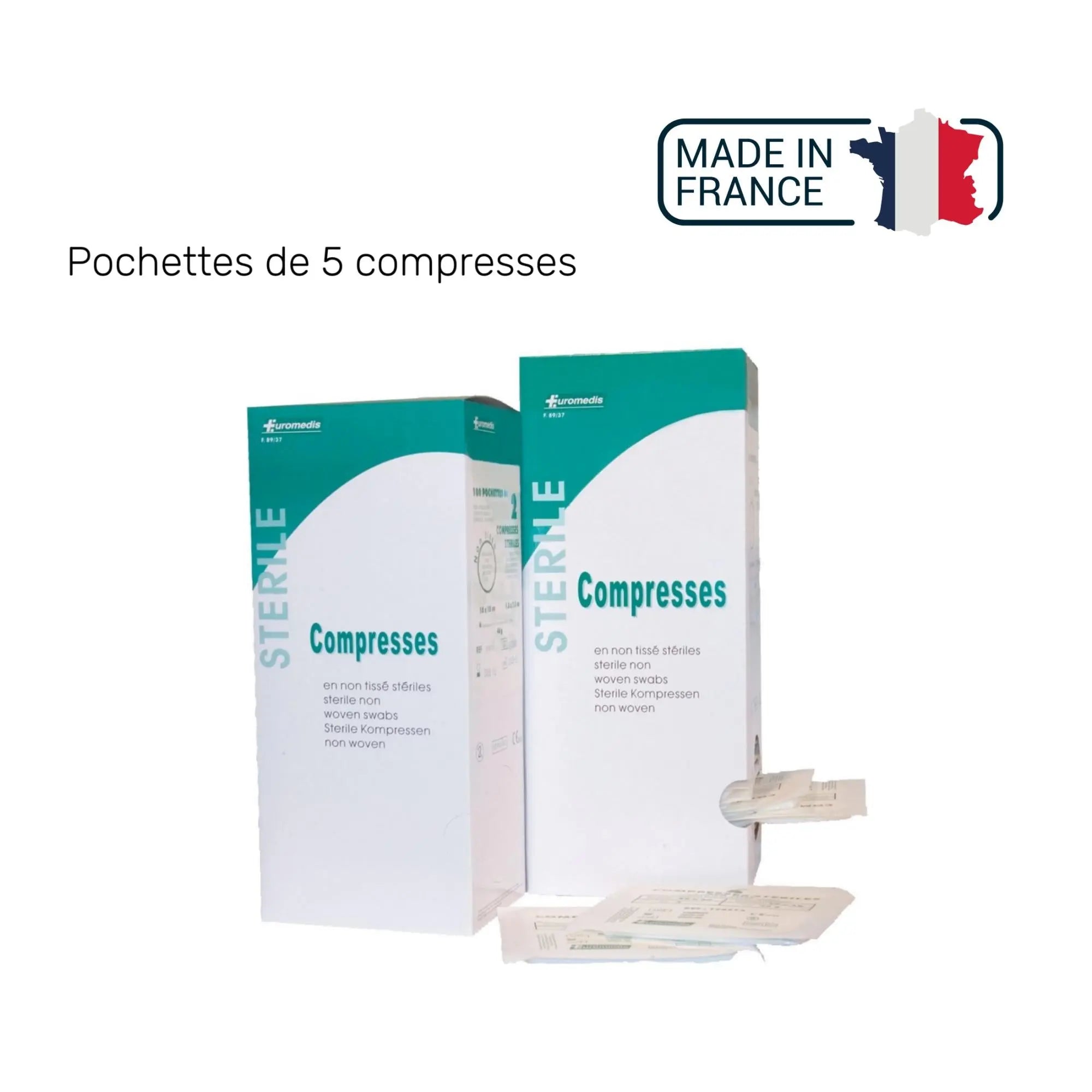 Sterile Non-woven Compress - 40g/m2 - Pack of 5 compresses - Euromédis